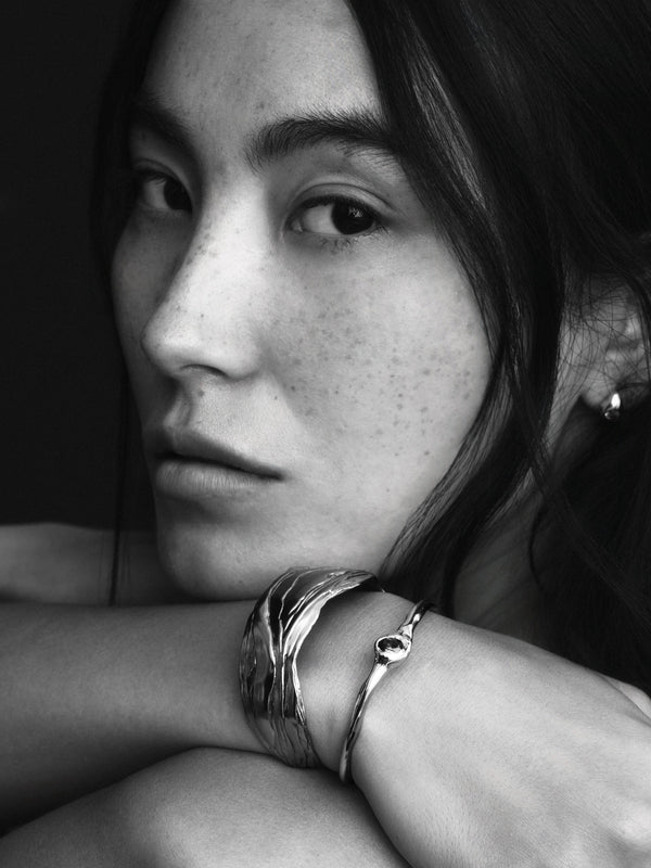 Layered Earth Statement Cuff-Silver
