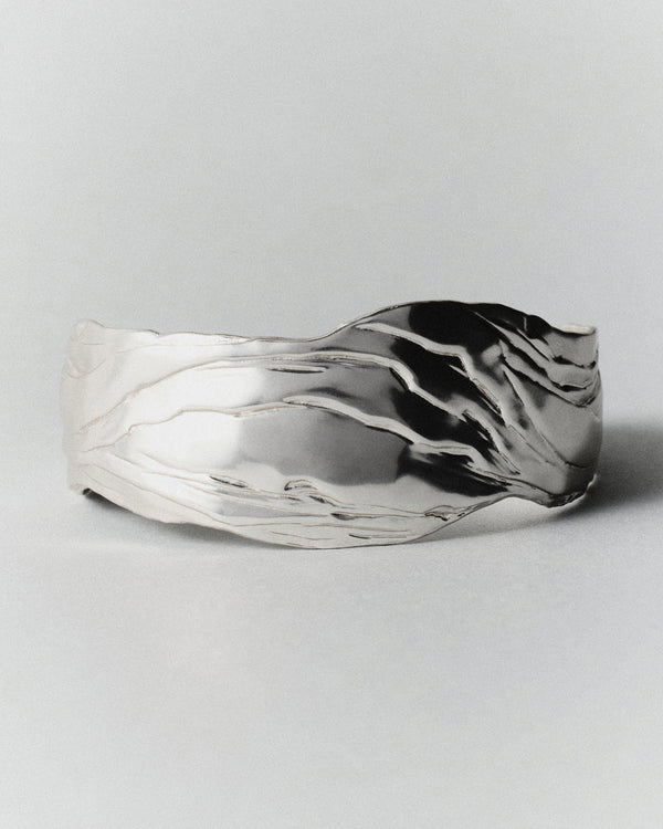Layered Earth Statement Cuff-Silver