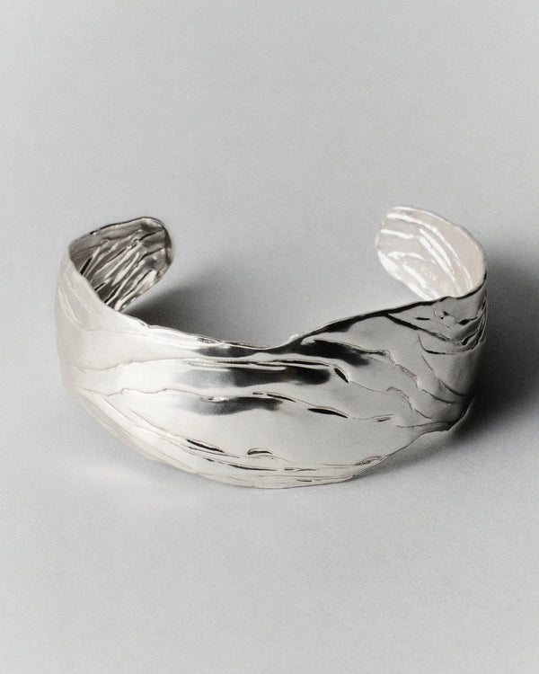 Layered Earth Statement Cuff-Silver