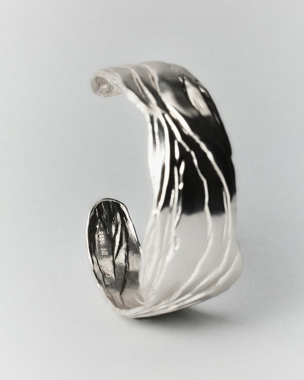 Layered Earth Statement Cuff-Silver