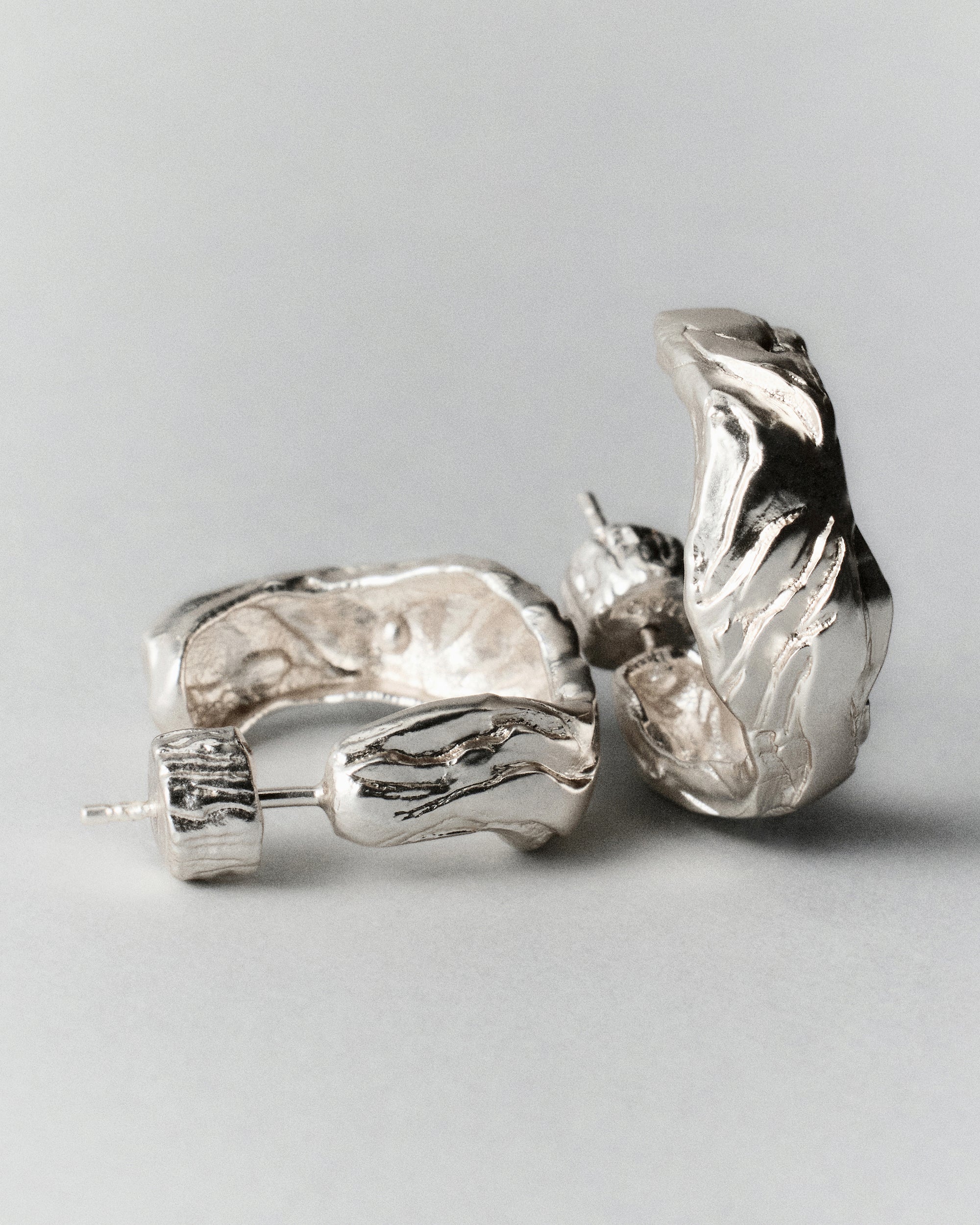 Layered Earth Hoops-Silver
