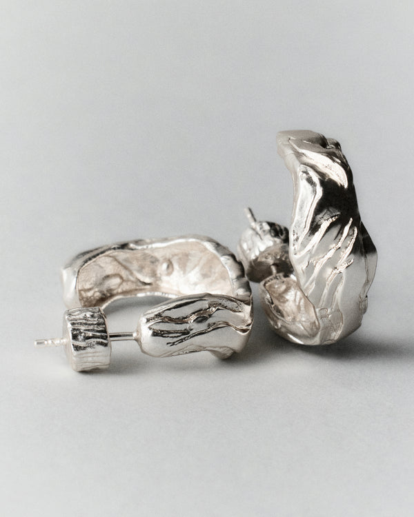 Layered Earth Hoops-Silver