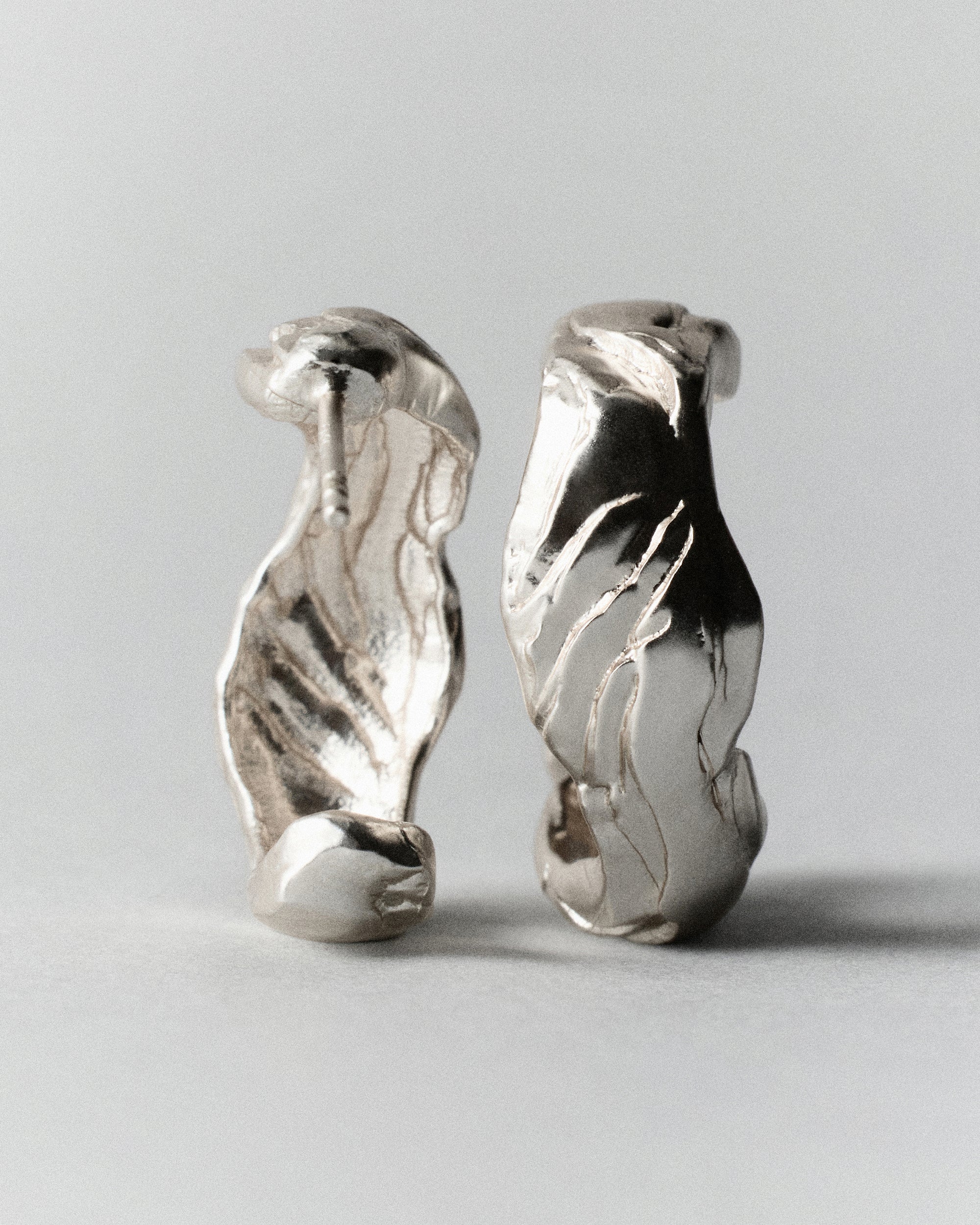 Layered Earth Hoops-Silver