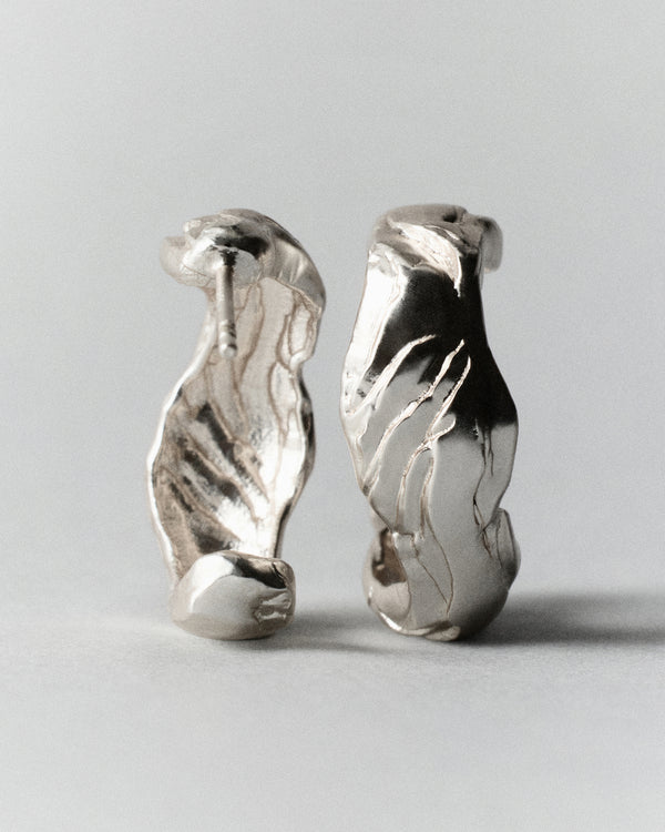 Layered Earth Hoops-Silver