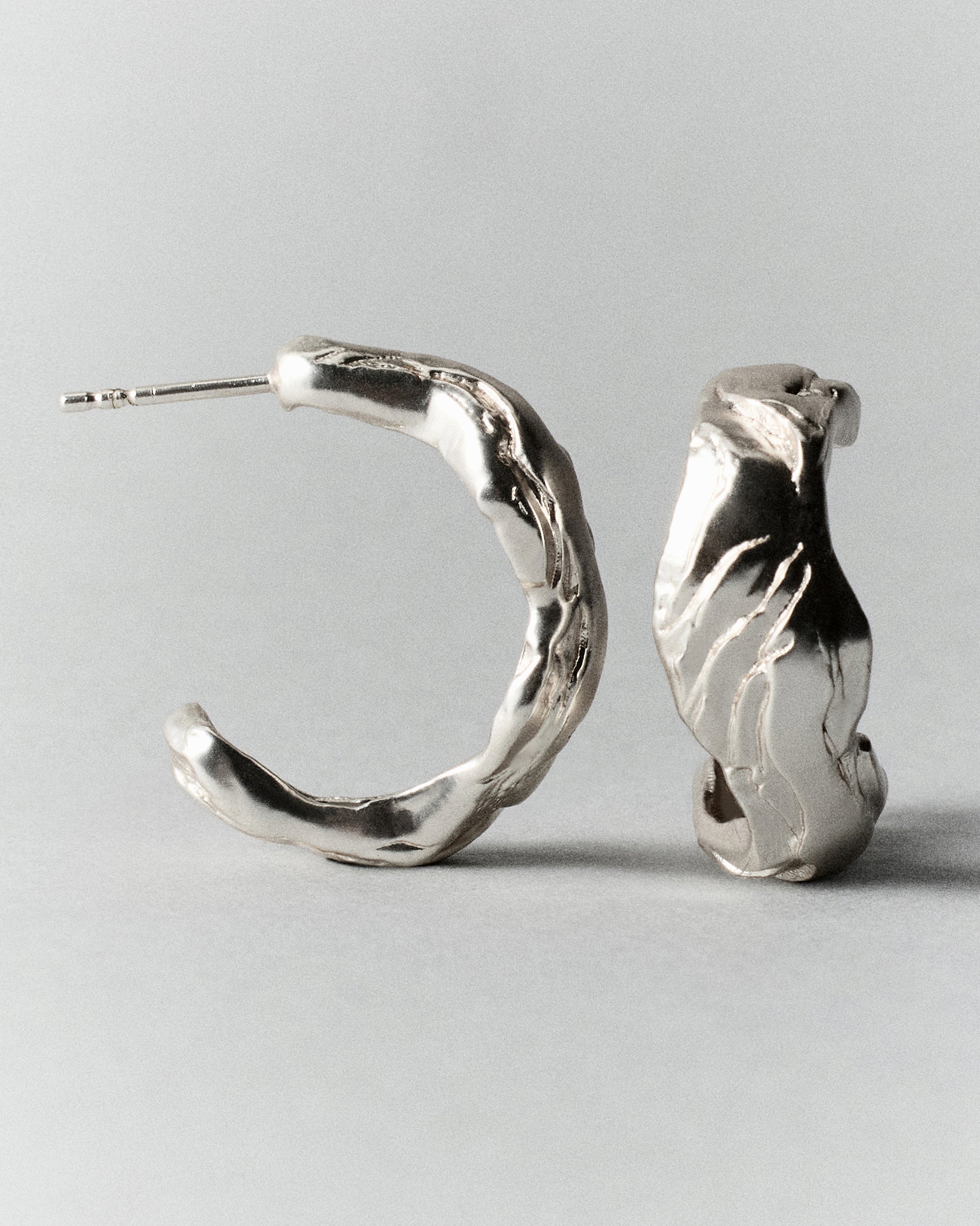 Layered Earth Hoops-Silver