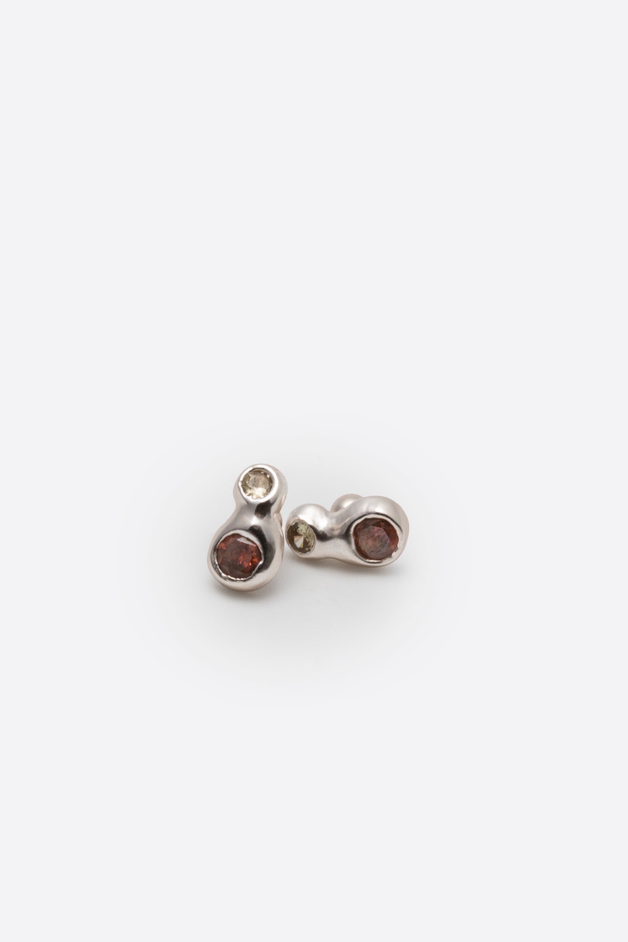 Double Pepita Studs Earrings-Silver