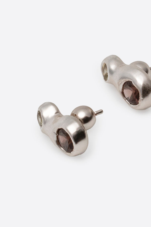 Double Pepita Studs Earrings-Silver