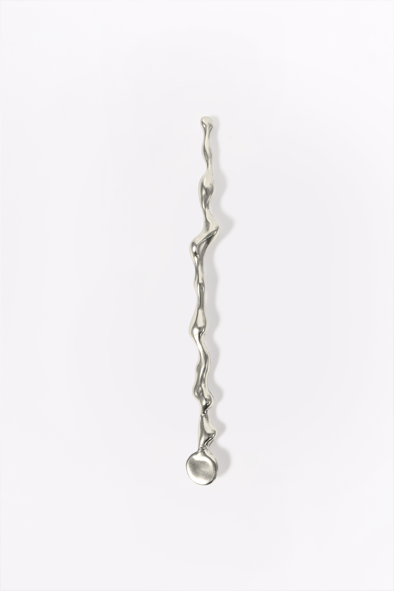 Silver bracelet with a unique design on a white background