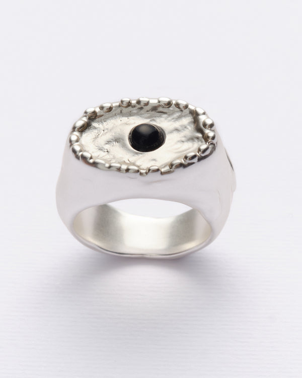 Antique - Anillo negro plateado