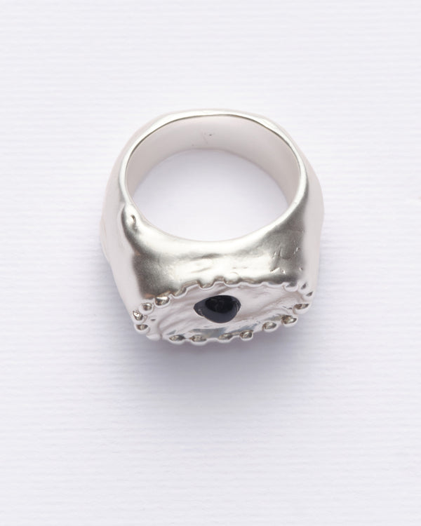 Antique - Anillo negro plateado