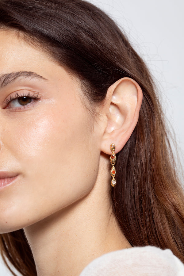 Sunset Pepita Long Earrings-Gold
