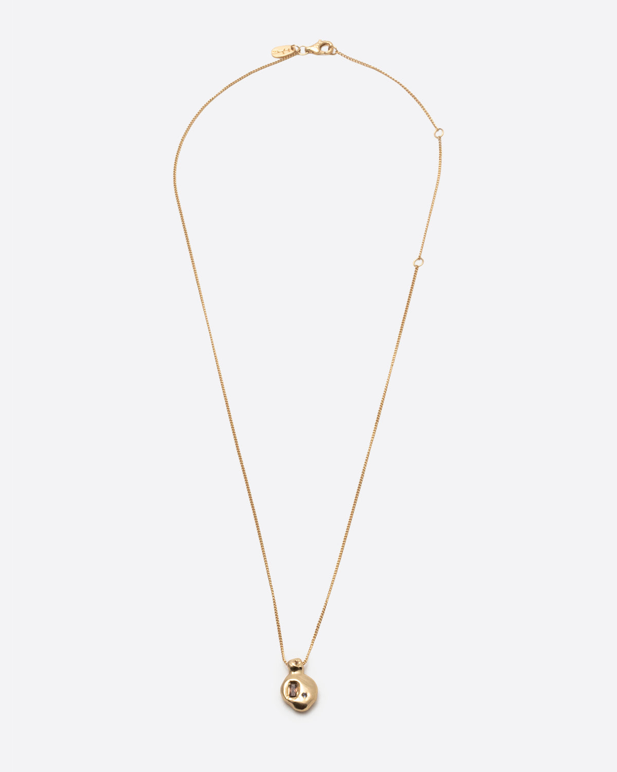 Ambar Necklace in gold: full fine-chain necklace with rounded organic pendant.