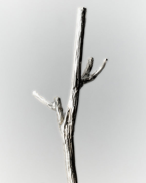 Autumn Stirring Stick Set of 4 in silver: close-up of a forked branch-shaped stirring stick.