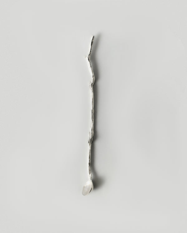 Autumn Stirring Stick Set of 4 in silver: single curved branch-shaped stirring stick.