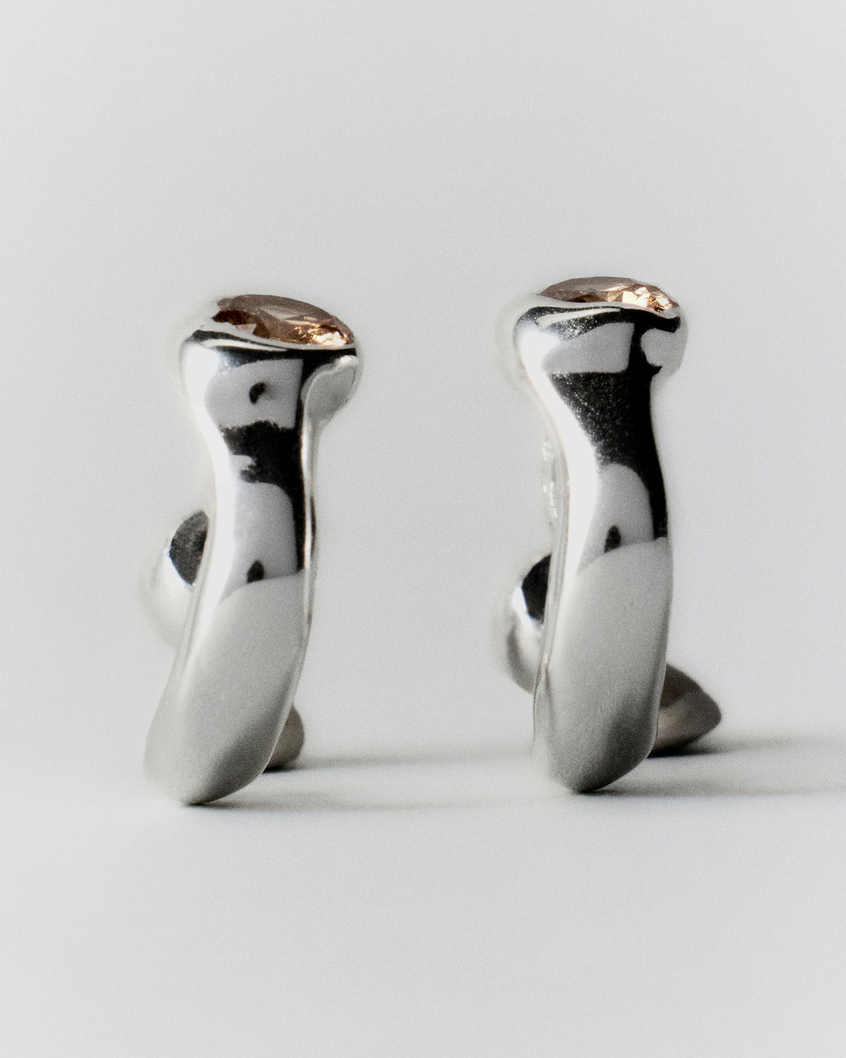 Tonka Mini Hoops in silver: reverse view showing the small hoops' smooth curved surfaces.