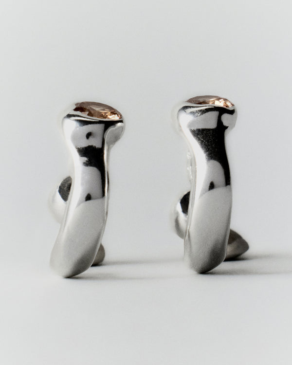 Tonka Mini Hoops in silver: reverse view showing the small hoops' smooth curved surfaces.